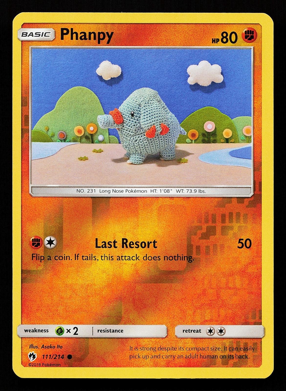 Phanpy 111/214 Reverse Holo Common Lost Thunder Pokemon Card