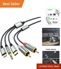 Lightning to RCA Cable Audio Aux Adapter（10.3M）,RCA to 3.5mm Cable，USB C to 2...