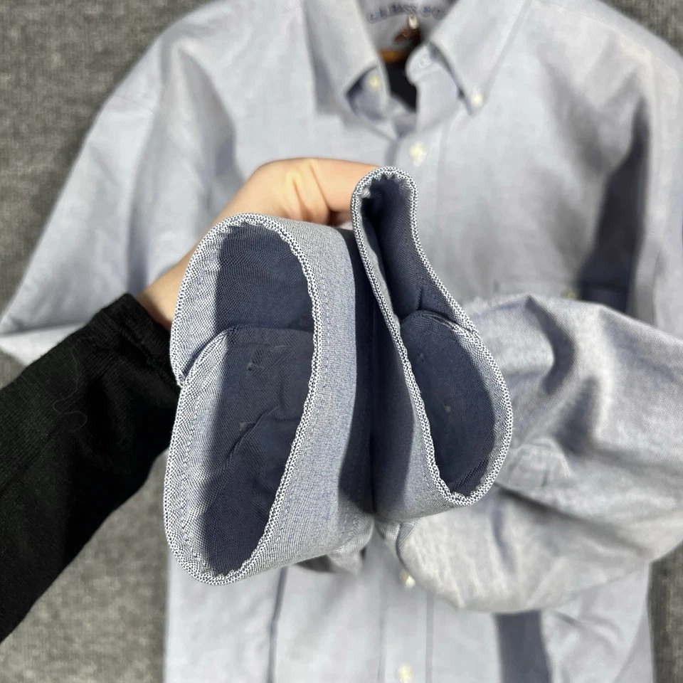 VINTAGE G.H. Bass & Co. Weejun Oxford Shirt Size 17 XL OCBD Cotton Preppy Blue - Image 4 of 4