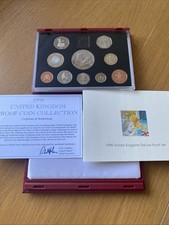 1998 Royal Mint UK Deluxe 10 Proof Coin Set Red Leather Case + COA