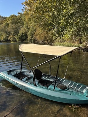 CRO SunPro 2'x5' Canoe/Kayak Sun Shade Bimini Top - Beige Canvas Black Frame