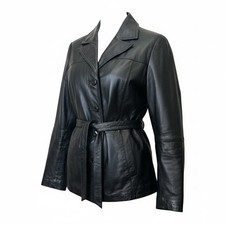 VTG Wilson s Leather Maxima Black Belted Jacket Size M