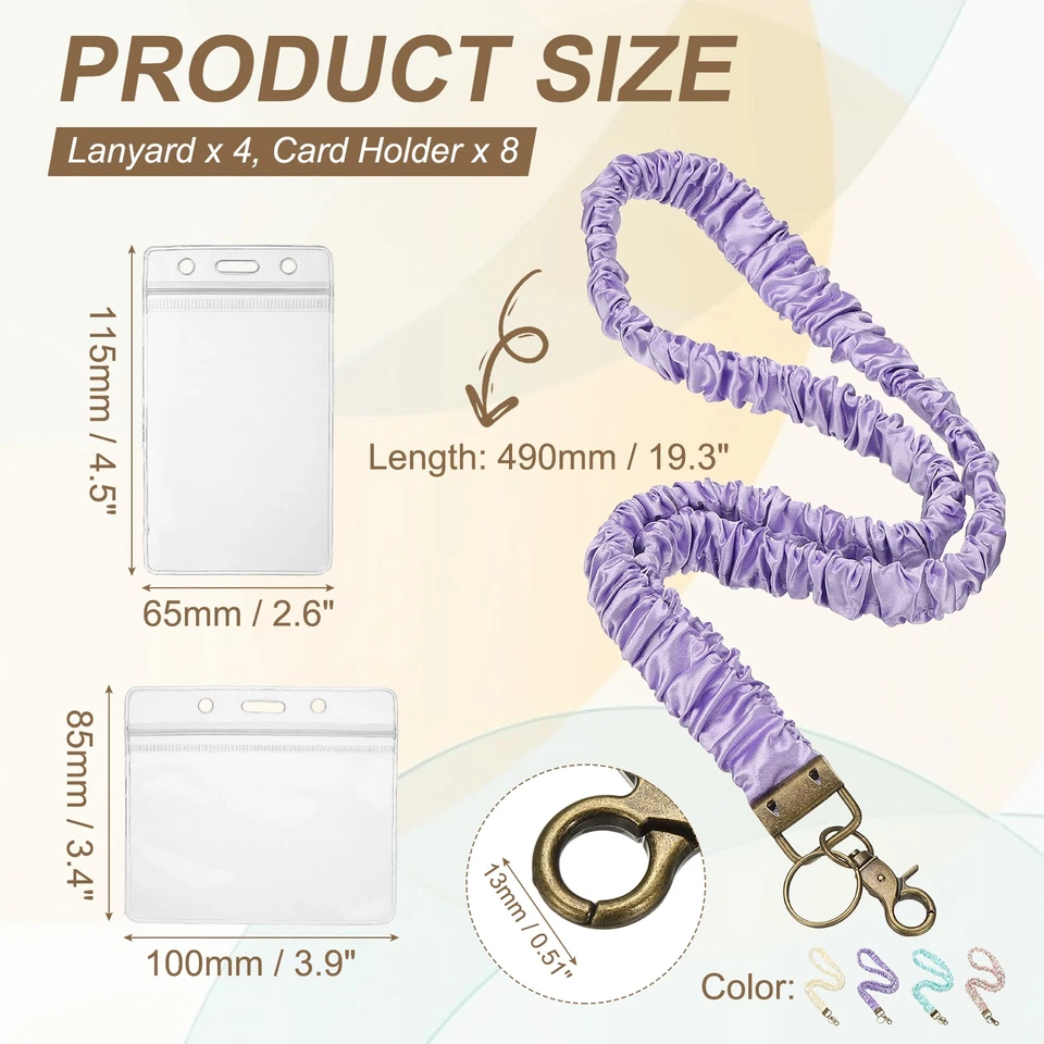 Paquete de 4 cordones Scrunchie 8 tarjeteros, púrpura/blanco/azul claro/rosa Foto 2 de 4