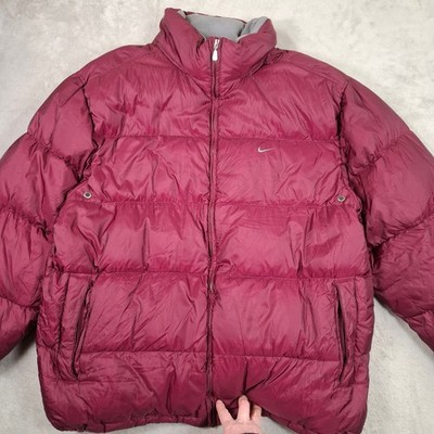 Nike Puffer Jacke Herren XL rot Federn Daunen gefüllt Wintermantel wattiert