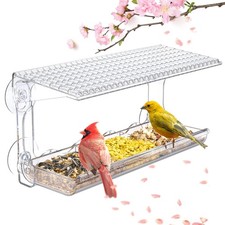 Window Bird Feeder for Outdoors, Clear Bird Feeders Window Mounted with Stron...
