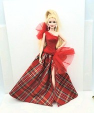 Barbie Holiday 2024 Special Edition Long Blonde Hair Blue Eyes Red Gown Shoes
