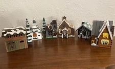 Rare Vintage Department 56 Wood Houses Chalet Church Snow Village Taiwan - 6 Pc