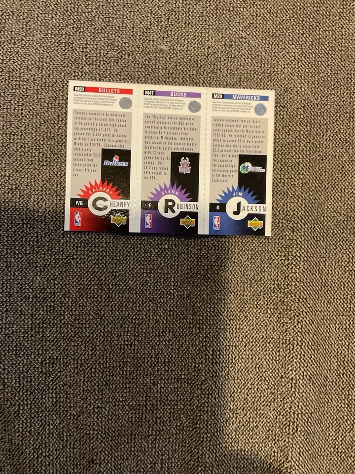 1996-97 Upper Deck Collector's Choice  Mini-Cards  Jackson, Robinson, Heaney - Image 2 of 2