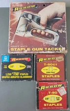 Vintage Arrow T-50 Heavy Duty Staple Gun Tacker With Staples Uses 6 Staple Sizes