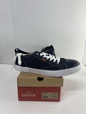 Levi's Para Hombre Anikin Lona Tenis Zapatos Azul Marino Talla 9.5 M TOTALMENTE NUEVOS
