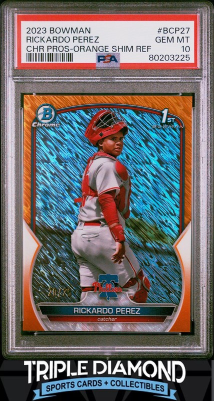 2023 Bowman Chrome 1st Rickardo Perez Orange Shimmer #20/25 PSA 10 AE255