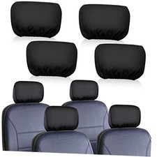 4 Pcs Universal Car Headrest Cover Soft Car Seat Rest Cover Protector Black