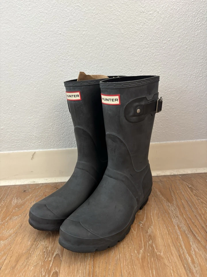 Hunter Original Short Waterproof Rain Boots Womens 9 Matte Wellies 11" Mid Calf - Image 2 of 4
