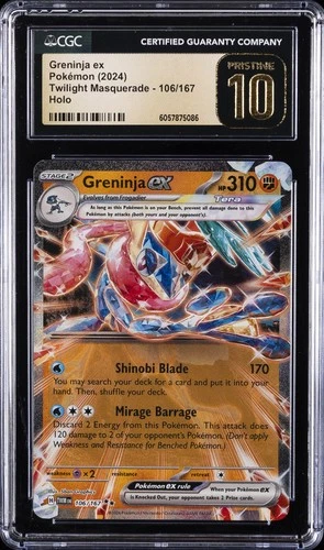 2024 POKEMON TWILIGHT MASQUERADE HOLO #106/167 GRENINJA EX CGC 10 PRISTINE