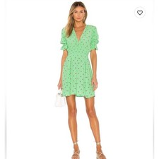 FAITHFULL THE BRAND Ilia Dress La Sonita Floral mint green balloon sleeve SZ 4