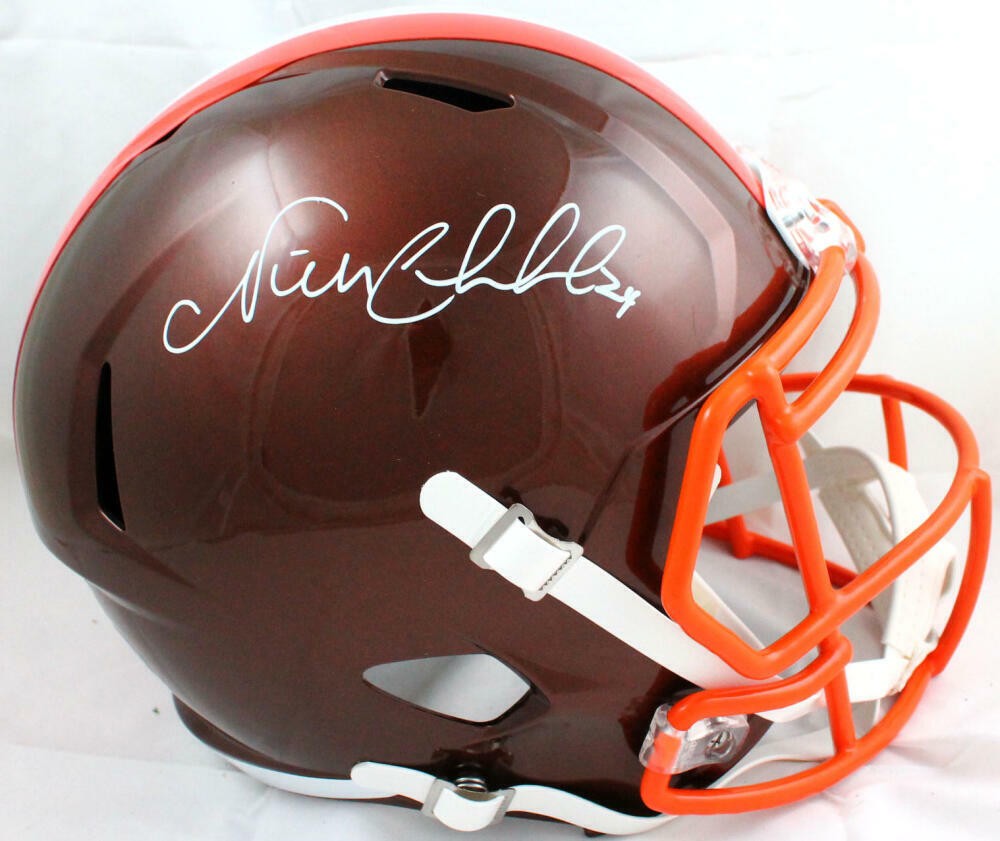 Nick Chubb Autographed Signed Cleveland Browns F/S Flash Speed Helmet-Beckett W Holo 