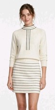 Vintage 60s Talbott Taralan MOD Knit Cream Black Orlon Acrylic Skirt Top Set S/M