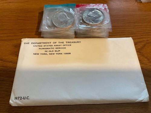 Full Roll of 20 BU/MS 1972 P + D UNCIRCULATED Kennedy Half Dollars In Mint Cello