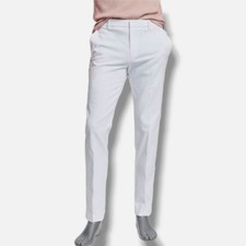 Tommy Hilfiger Men's White Stretch Solid Modern-Fit Dress Pants Size 38W 32L