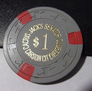 CACTUS JACK'S SENATOR CLUB CASINO $1 gaming poker chip Carson City NV
