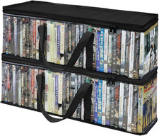 PUTNATRUE DVD Storage Bags DVD Organizer, Set of 2 Clear DVD Storage Boxs with H