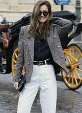 ZARA BLOGGERS FAVORITE DOUBLE BREASTED HOUNDSTOOTH BLAZER SIZE M