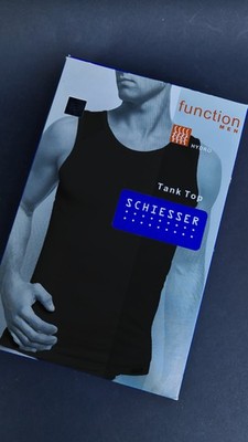 Schiesser T - Shirt Schwarz Tank Top Herren M NEU ungeöffnet OVP atmungsaktiv