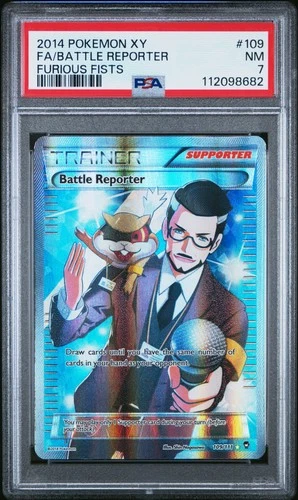 2014 POKEMON XY FURIOUS FISTS #109 FULL ART/BATTLE REPORTER PSA 7