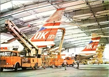 Vintage Czechoslovak Airlines OK-JET Aircraft Hangar Postcard