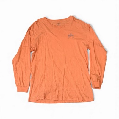Guy Harvey Peach Large Long Sleeve T-Shirt Redfish Cotton Men's