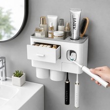 Toothbrush Holders Bathroom Accessories with Toothpaste Dispenser, 2 Cups Too...