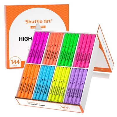 144 Pack Highlighters 8 Assorted Bright Colors Chisel Tip Markers Bulk