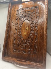 Forestcore Carved Teak  wooden rectangle serv...