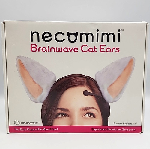 Necomimi Brainwave Neurowear Interactive White Cat Ears Headband BROKEN CLIP