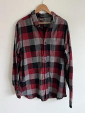 Eddie Bauer Plaid Flannel Button Front Shirt Classic Fit XL Tall Red Gray Long S