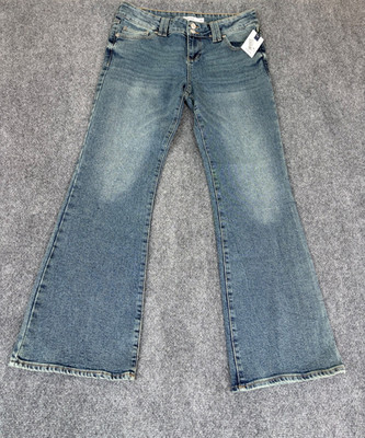 NWT SONG Gigi Boot Super Low Mid Rise Jeans Womens  Blue  Bootcut Size 13/31