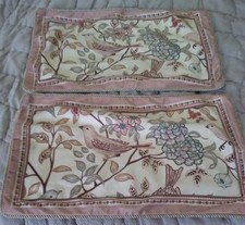 Mauve/Pink Floral/Birds Lumbar Pillow Covers 12 x 20 2