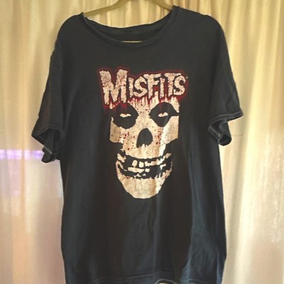 Misfits GREY  Cotton Graphic Skull Logo Crew Neck Short Sleeve T-Shirt L