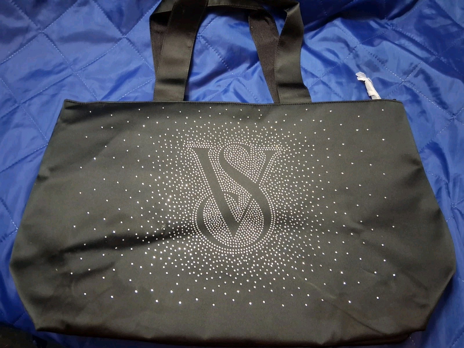 NEW Victoria's Secret Shine Tote Bag Bling Rhinestone Logo Black 2024 Holiday