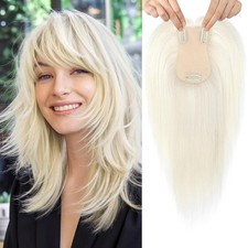White Blonde 100 Human Hair 12in Women Hair Topper