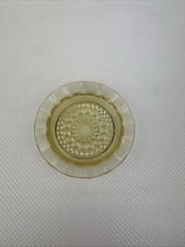 Vintage Yellow Pressed Glass Mini Dish Coaster Small Trinket Dish