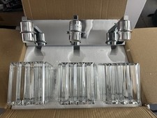 Modern Bathroom Vanity Light 3-Lights Modern Chrome Crystal Bathroom Light Fi...