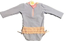 Ruffle Butts Baby Girls  Periwinkle Seersucker Long Sleeve Swimsuit 18 - 24 M