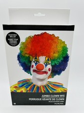 New Jumbo Clown Wig Rainbow Fancy Dress Up Halloween Adult Costume Accessory NIB