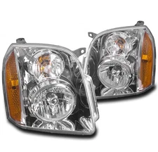07-14 GMC YUKON XL 1500 2500 CRYSTAL STYLE HEADLIGHT LAMP CHROME LEFT+RIGHT PAIR
