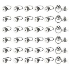 60 Pcs 0.39" Screwback Round Head Rivet with Single Ring , Gunmetal