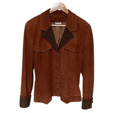 LOEWE Vintage Anagram Button Suede Leather Ja...