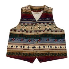 Vintage 90s Southwestern Aztec Vest USA Made Cotton Boho Western Y2K medium