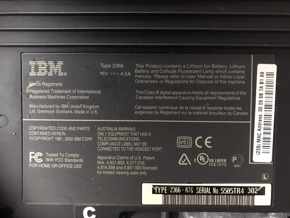 Collectors IBM ThinkPad T30 Pentium 4 M 1.8Ghz made in greenock, scotland, UK, @ - Image 2 of 4