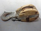 Vintage Block And Tackle  Large Wood Metal Pulley with quick release Rustic Hook — photo 2